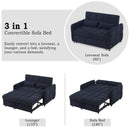 Loveseat Sofa Pull-Out Bed With Adjustable Backrest, 3 USB Ports And 2 Lumbar Pillows For Living Room