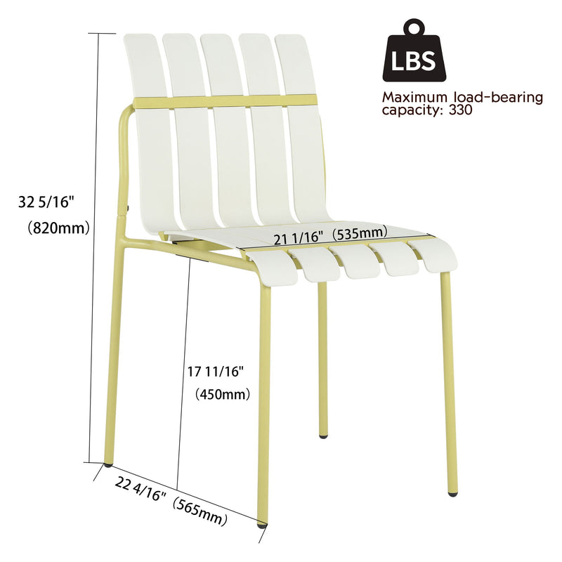 4 Piece Set Of Modern Color Block Designed Single Chairs, UV Resistant And Rust Proof - Grain Yellow / White