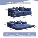 Convertible Floor Sofa Bed With Pillow Back Support Armrest