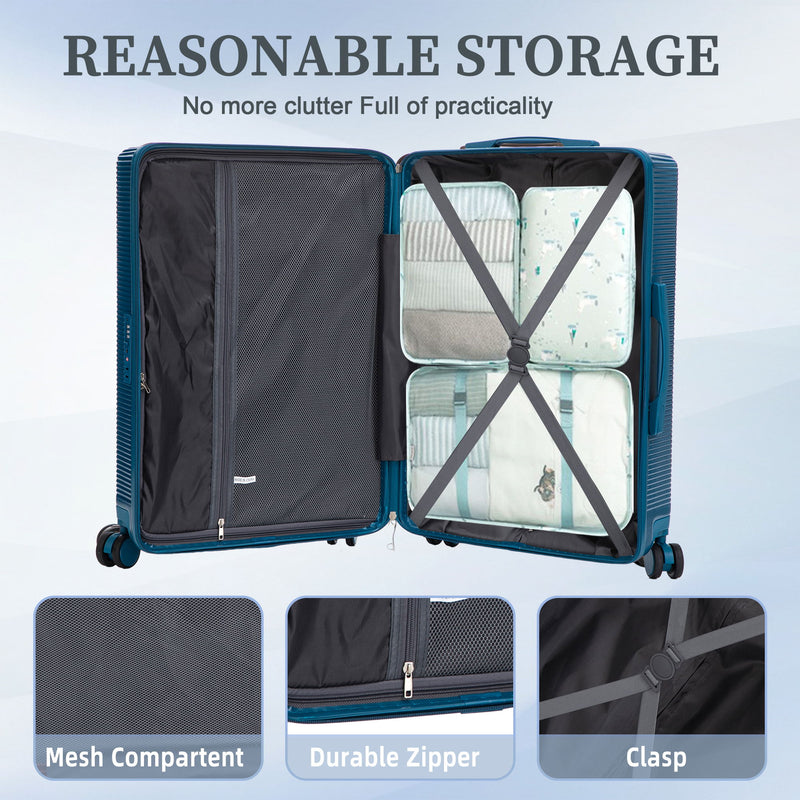 20" / 24" / 28" 3 Pieces / Set Spinner Wheel Luggage, Carry On Suitcase, Matching Color, TSA Combination Lock