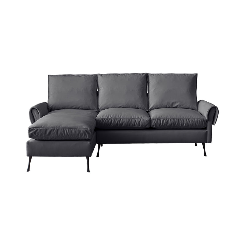 Modern Sectional Technical Leather L-Shaped Sofa Couch With Reversible Chaise Lounge