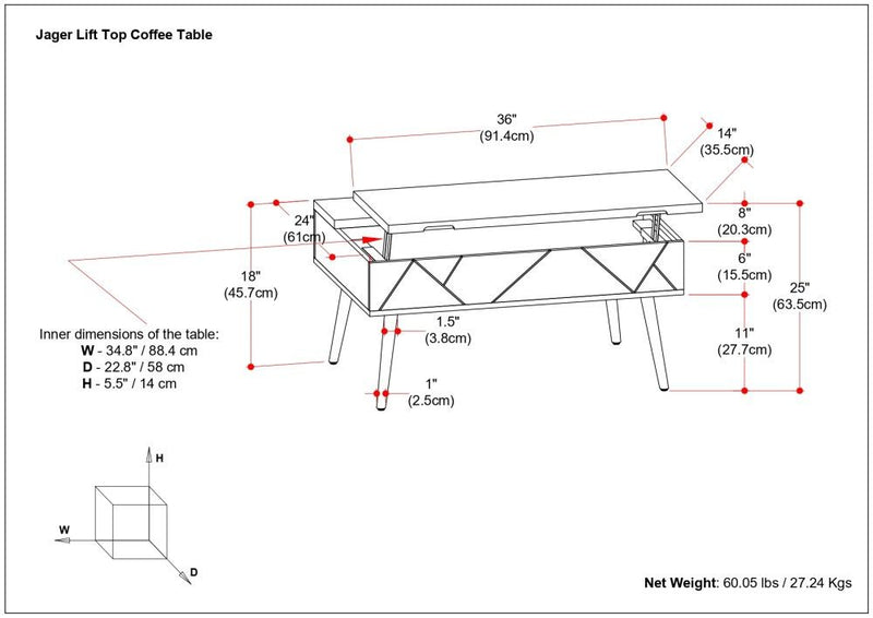 Jager - Lift Top Coffee Table Handcrafted