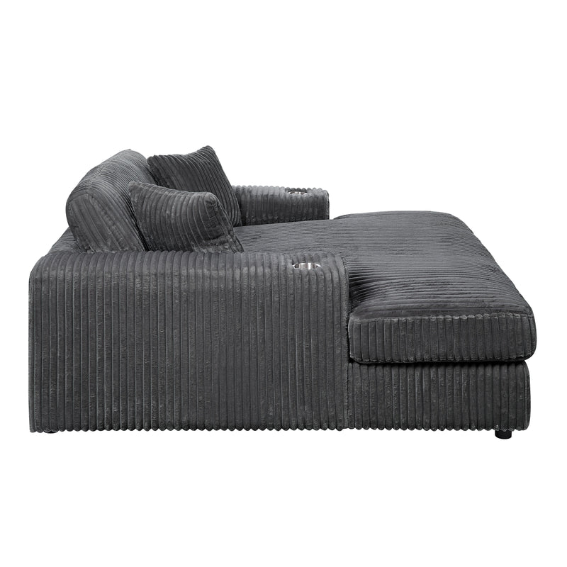 Hilde Chaise - With 2 Pillows - Dark Gray