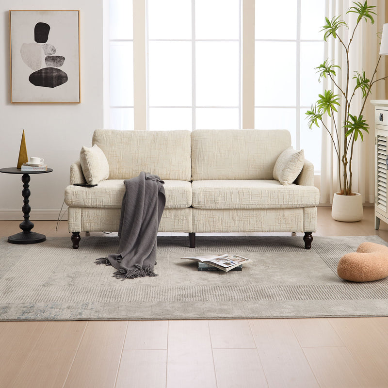 Chenille 2 Seater Sofa With LED Light, USB Charging Port, And Storage Bag