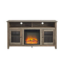 Classic Glass Door Fireplace Tall TV Stand For TVs Up To 65"