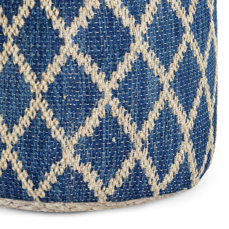 Edgeley - Round Pouf - Classic Blue / Natural