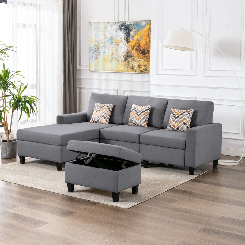 Nolan - 4 Piece Reversible Sectional Sofa Chaise With Interchangeable Legs