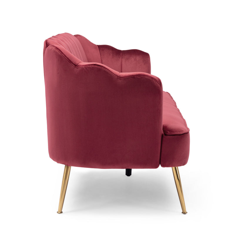 Modern Glam 3 Seater Sofa With Velvet Texture