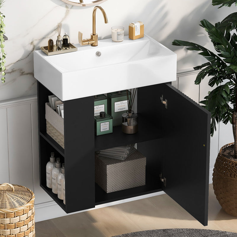 Modern Floating Bathroom Vanity With Ceramic Basin Perfect For Small Bathrooms