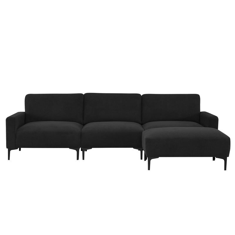 Modern L-Shaped Sectional Sofa, 4-Seat Velvet Fabric Couch Set With Convertible Ottoman, Freely Combinable Sofa For Living Room, Apartment, Office, Apartment