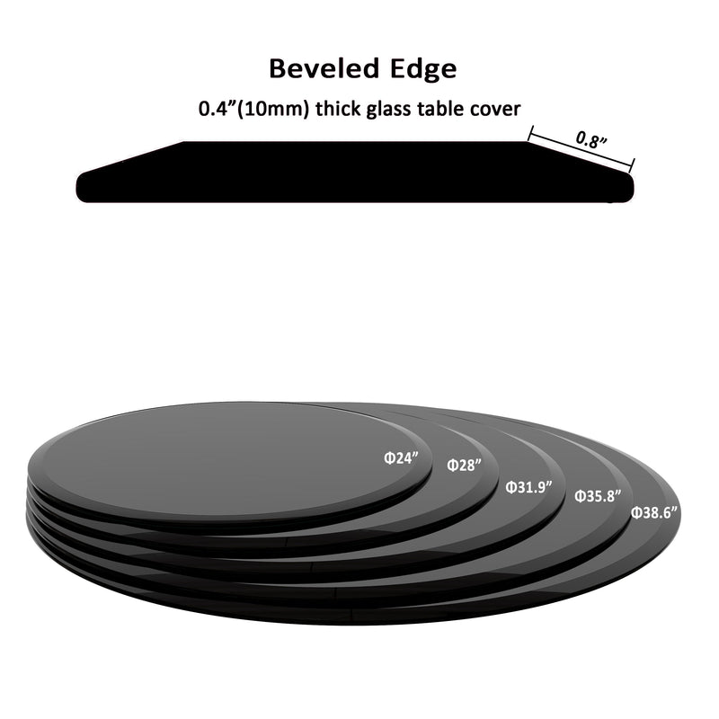 Round Tempered Glass Table Top Glass Thick Beveled Polished Edge