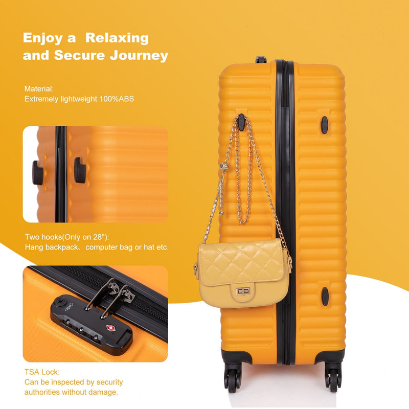3 Piece Luggage Sets Lightweight Suitcase With Two Hooks, Spinner Wheels, Tsa Lock