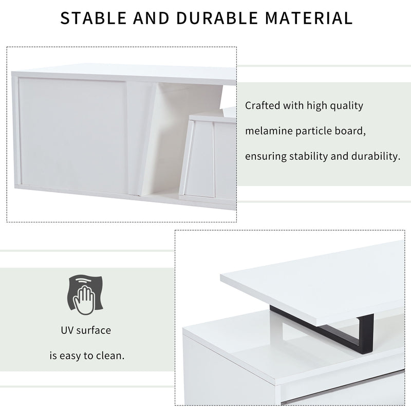 Minimalist Rectangle Extendable TV Cabinet With 2 Drawers And 1 Cabinet