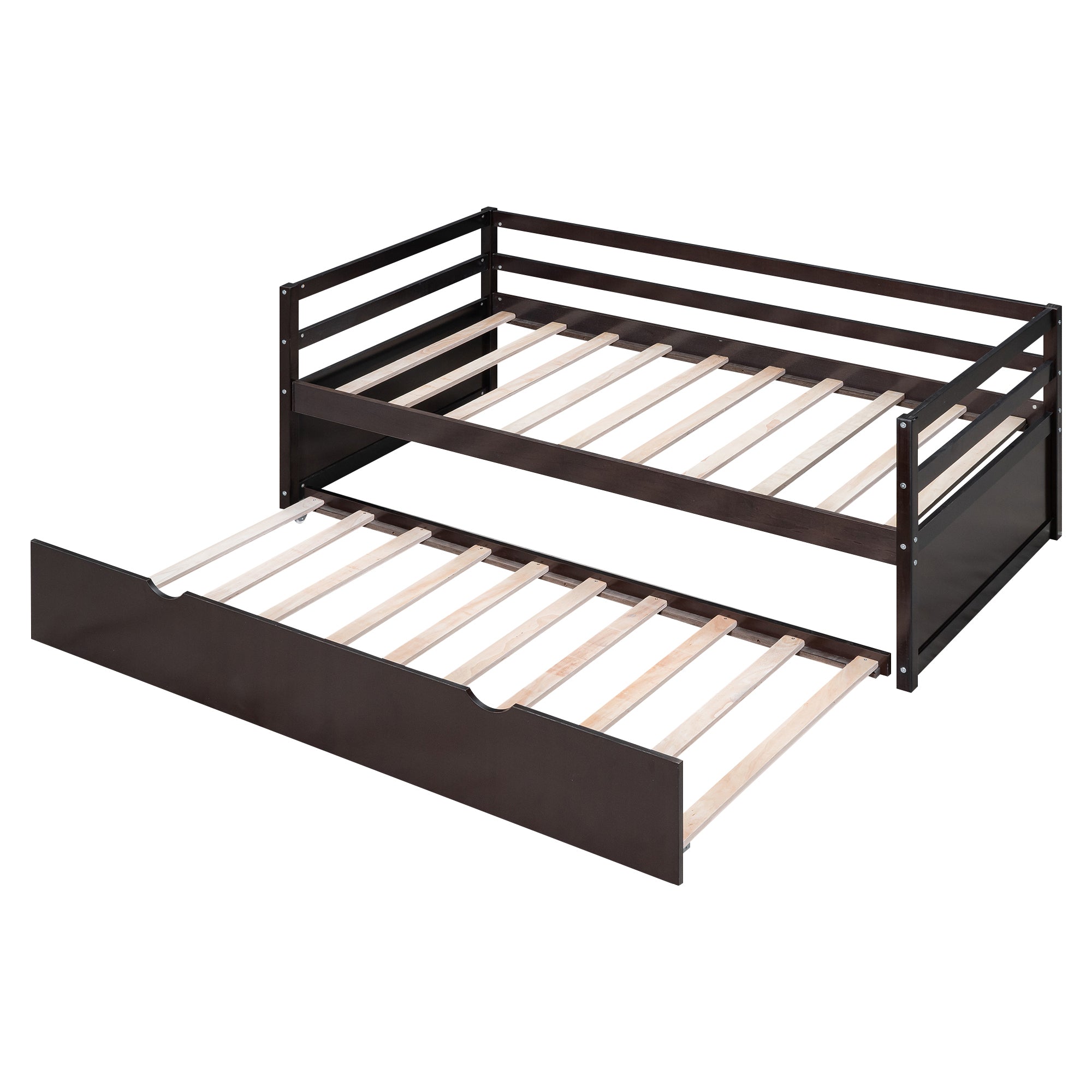Twin Size Wood Daybed with Twin Size Trundle, Espresso - Atlantic Fine Furniture Melbourne FL