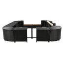 Spa Surround Spa Frame Quadrilateral Outdoor Rattan Sectional Sofa Set With Mini Sofa, Wooden Seats And Storage Spaces