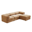 Contemporary Elegant White Chenille Sofa With Storage And Ottoman