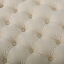 Modern Glam Ottoman With Velvet Upholstery And Button Tufted Design - Ivory