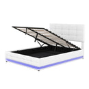 Full Size Tufted Upholstered Platform Bed with Hydraulic Storage System,PU Storage Bed with LED Lights and USB charger, White(Expected Arrival Time: 5.15,AT)