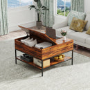Rustic Flip Top Coffee Table With Hidden Storage - Black / Brown