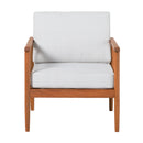 Contemporary Cushioned Eucalyptus Wood Patio Accent Chair
