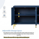 Modern 4 Door Sideboard With Creative Carved Surface And Adjustable Shelves