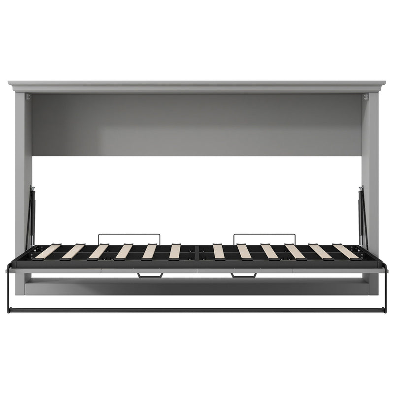 Twin Size Murphy Bed With Cabinet Storage - Gray