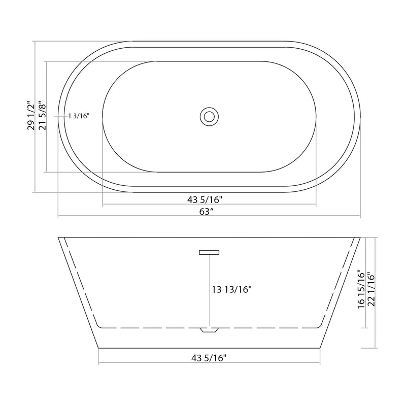 Gloss Freestanding Bathtub With Drain, Stand Alone Soaking Tub