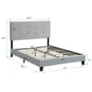 Queen Size Upholstered  Platform Bed Frame with  pull point Tufted Headboard, Strong Wood Slat Support, Mattress Foundation, No Box Spring Needed, Easy Assembly, Gray