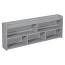 Full Bed with Bookcase Headboard, Under bed Storage Drawers and Bed End Storage Case,Grey