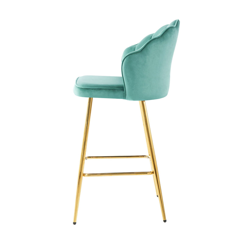 Elegant Shell Shape Velvet Bar Chair (Set of 2)