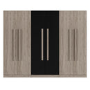 6 Doors Wardrobe Storage For Bedroom, With 2 Drawers Inside - Black / Nature