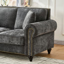 Modern 3 And 2 Seater Sofa With Rolled Arms, Tufted Upholstered Couch