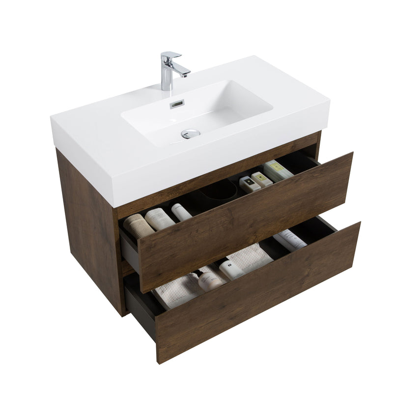 Alice - Bathroom Vanity Wall Mounted With Sink, Large Storage Floating Bathroom Vanity For Modern Bathroom, One-Piece Sink Basin Without Drain And Faucet