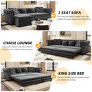 3 In 1 Convertible Sleeper Sofa Bed With Movable Ottoman