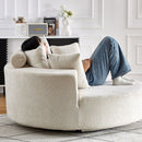 Single Swivel Chair, Fluffy Modern Sleeper, 360 Degree Swivel Chair For Living Room - Beige
