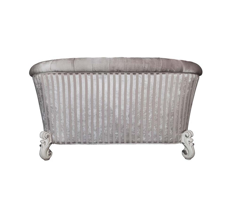 Versailles - Loveseat With 5 Pillows - Ivory Fabric & Bone White