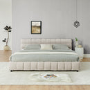 Modern Platform Bed Frame With Thick Chenille Fabric