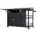 Outdoor Kitchen Island With Storage, Cooking Station, Grill Cart, Foldable Tabletop, And Bottle Opener - Dark Brown