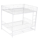 Full Over Full Metal Bunk Bed with Shelf and Guardrails, White