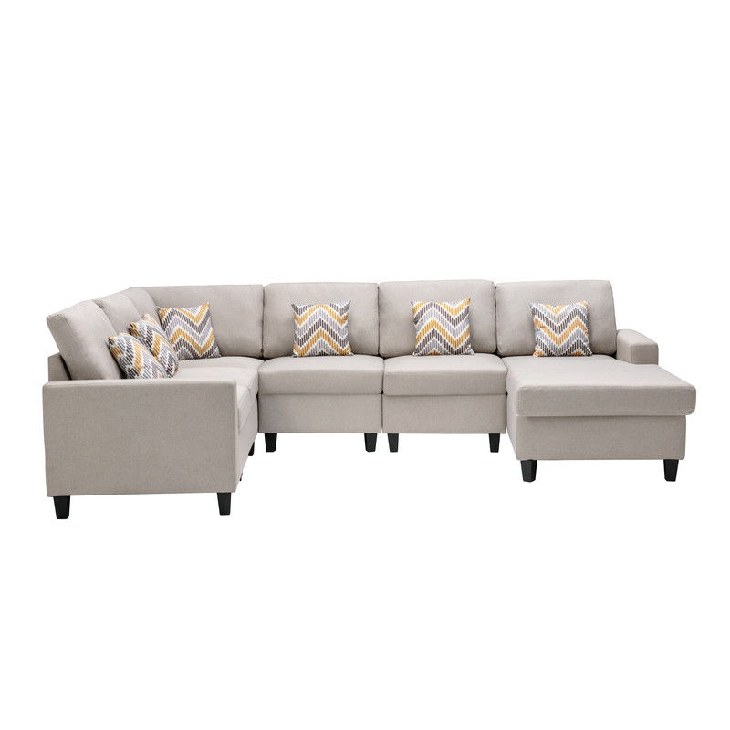 Nolan - Fabric 6 Piece Sectional Sofa With Pillows And Interchangeable Legs