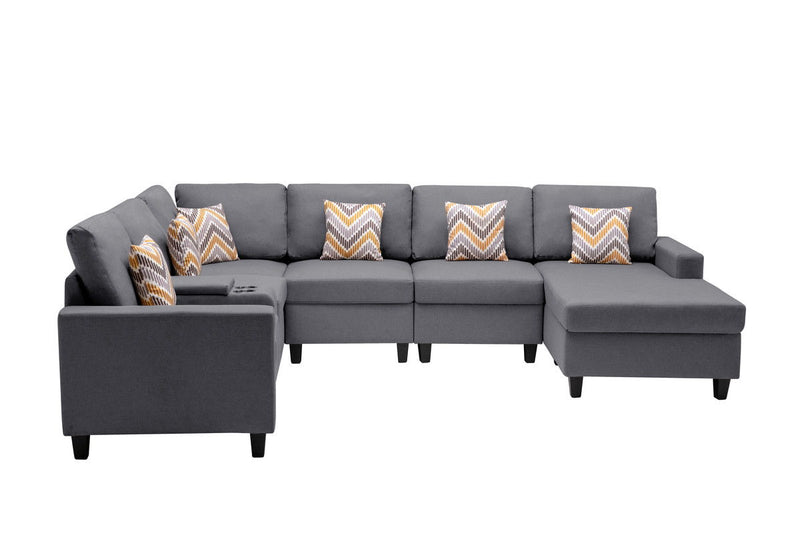 Nolan - 7 Piece Sectional Sofa With Pillows And Interchangeable Legs