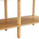 Modern Double Deck TV Cabinet With Open Storage Shelf, Rounded Legs