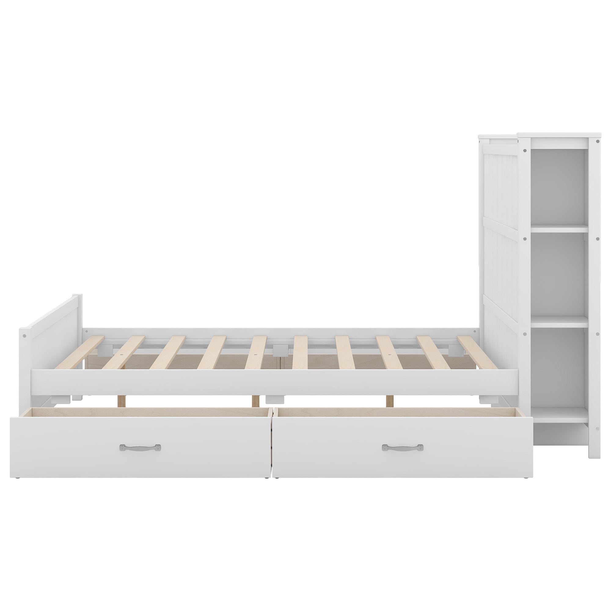Full Size Platform Bed with Drawers and Storage Shelves, White - Atlantic Fine Furniture Melbourne FL