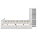 Full Size Platform Bed with Drawers and Storage Shelves, White