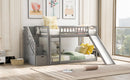 Twin Over Twin Bunk Stairway Bed With 2 Drawers And Slide - Gray