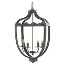 4 Light Metal Chandelier, Hanging Light Fixture With Adjustable Chain For Kitchen, Bulb Not Included - Gray