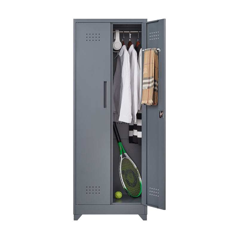 Metal Storage Cabinets, Cleaning Tool Cabinet With Locking Door, Tall Broom Tool Organizer And Storage, Large Storage Cabinet For Kitchen