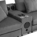 Sectional With Bluetooth Speakers L Shaped Couch With Console USB Charger, Cup Holders Storage Ottoman Deep And Wide Seat Cloud Sofa