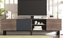 Modern TV With 3 Cabinets & Open Shelves, Color-Matching Media Console Table For Tvs Up To 80'', Entertainment Center With Drop Down Door For Living Room - Dark Brown