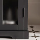 Modern Bathroom Vanity With Ceramic Sink, Tempered Blurred Glass Doors